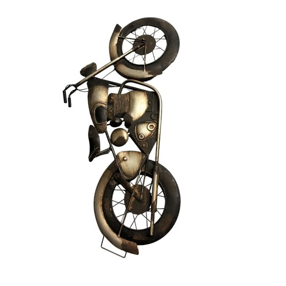 Rustic Motorcycle Metal Wall Decor Hanging Art Brushed - Picture 4 of 12